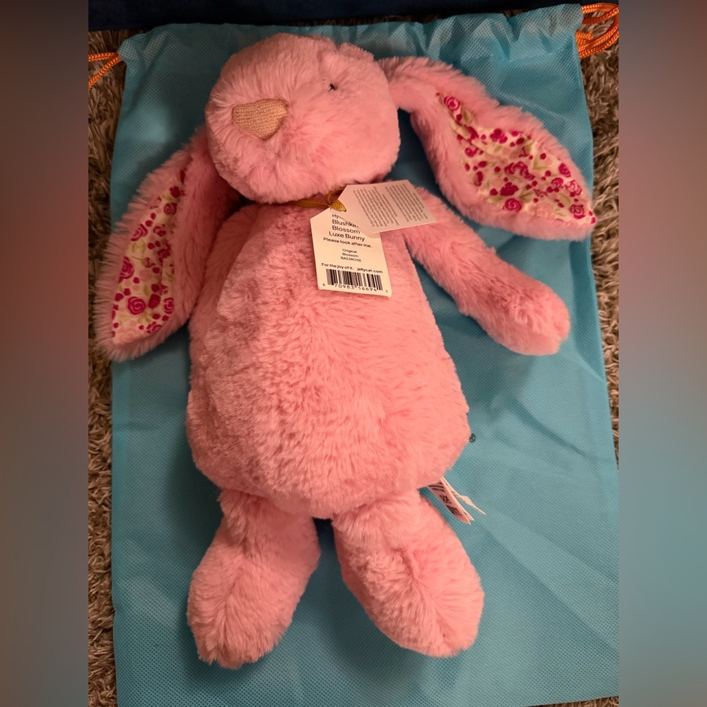 Authentic Jellycat Blushkin Blossom Luxe Bunny NWT and Jelly cat bag - Picture 6 of 11